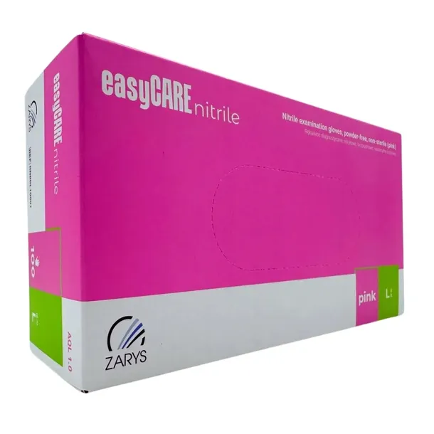 Rękawiczki nitrylowe różowe easyCare L pink diagnostyczne ochronne 100 szt.