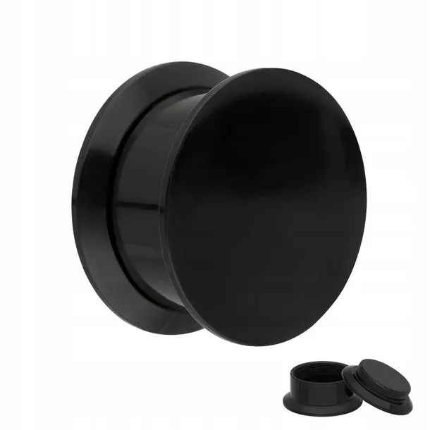 Plug Akrylowy Piercing do Ucha Odkręcany Pełny Lekki Czarny 8mm