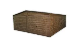 garaz-blaszany-6x58-drewnopodobny-dwustanowiskowy-dwuspadowy-brama-uchylna