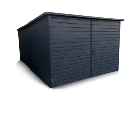 garaz-blaszany-3x5-grafit-jednospadowy-brama-dwuskrzydlowa
