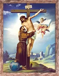 sw-franciszek-z-asyzu-ukrzyzowanie-jezusa-rama-brazowa-50-cm-x-70-cm