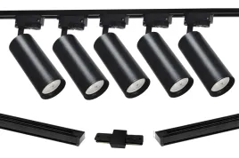 5-x-reflektor-led-gu10-na-szynie-3-m-do-garderoby-czarne-jednofazowe