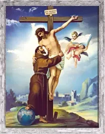 sw-franciszek-z-asyzu-ukrzyzowanie-jezusa-rama-szara-50-cm-x-70-cm