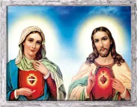 obraz-serce-maryi-i-serce-jezusa-rama-szara-z-przetarciami-30-cm-x-40-cm