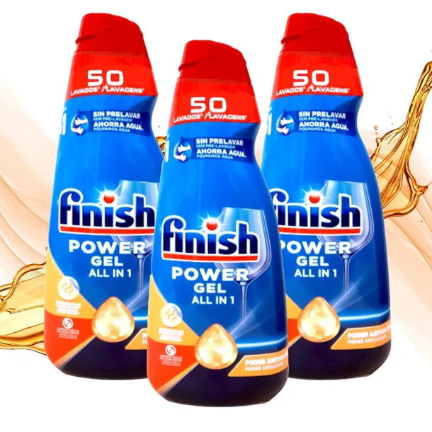 Finish Żel All-in-One Orange 3x1l Power Gel do Zmywarki Pomarańczowy 150myć