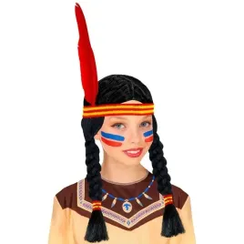 peruka-dziecieca-indianka-wlosy-czarne-warkocze-opaska-pioro