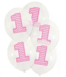 balony-lateksowe-przezroczyste-roza-cyfra-1-urodziny-roczek-5-szt-30-cm