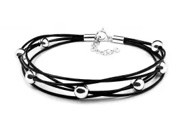 bransoletka-czarna-eve-21-cm-kulki-srebrne