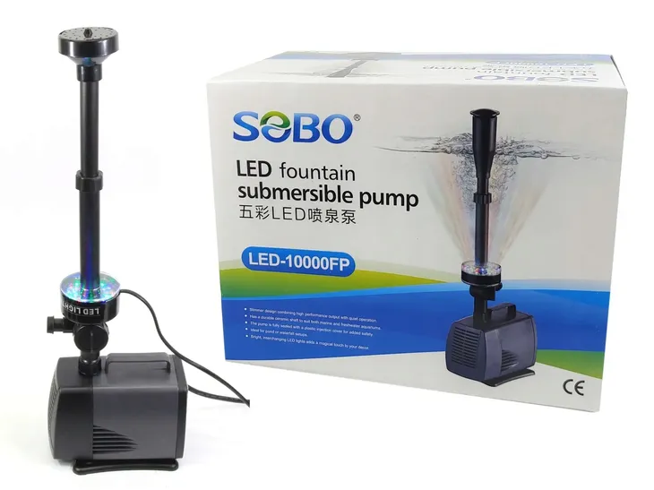 SOBO pompa 6500l/h fontanna do oczka 2 efekty z oświetleniem kolorowym LED