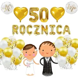 50-rocznica-slubu-balony-dekoracja-zestaw-zloty-34szt
