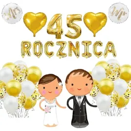 45-rocznica-slubu-balony-dekoracja-zestaw-zloty-34szt