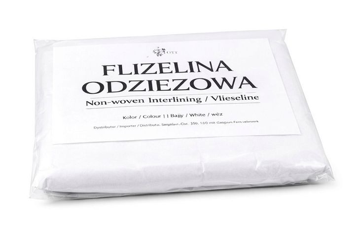 Flizelina odzieżowa BIAŁA 40g/m2 z podwójnym klejem 160x90cm OPUS