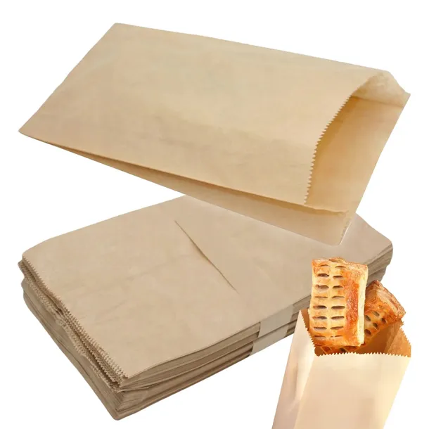 Torebki papierowe śniadaniowe EKO fałdowe 18×35cm 100szt brązowe atestowane