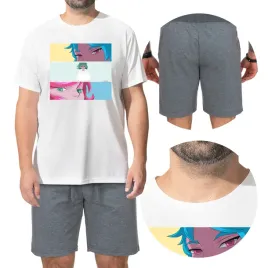 pizama-meska-tshirt-spodenki-japonskie-wzory-l