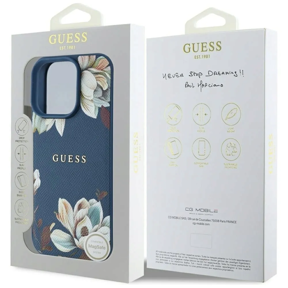 etui-guess-grained-printed-flower-pattern-magsafe-do-iphone-16-pro-niebiesk