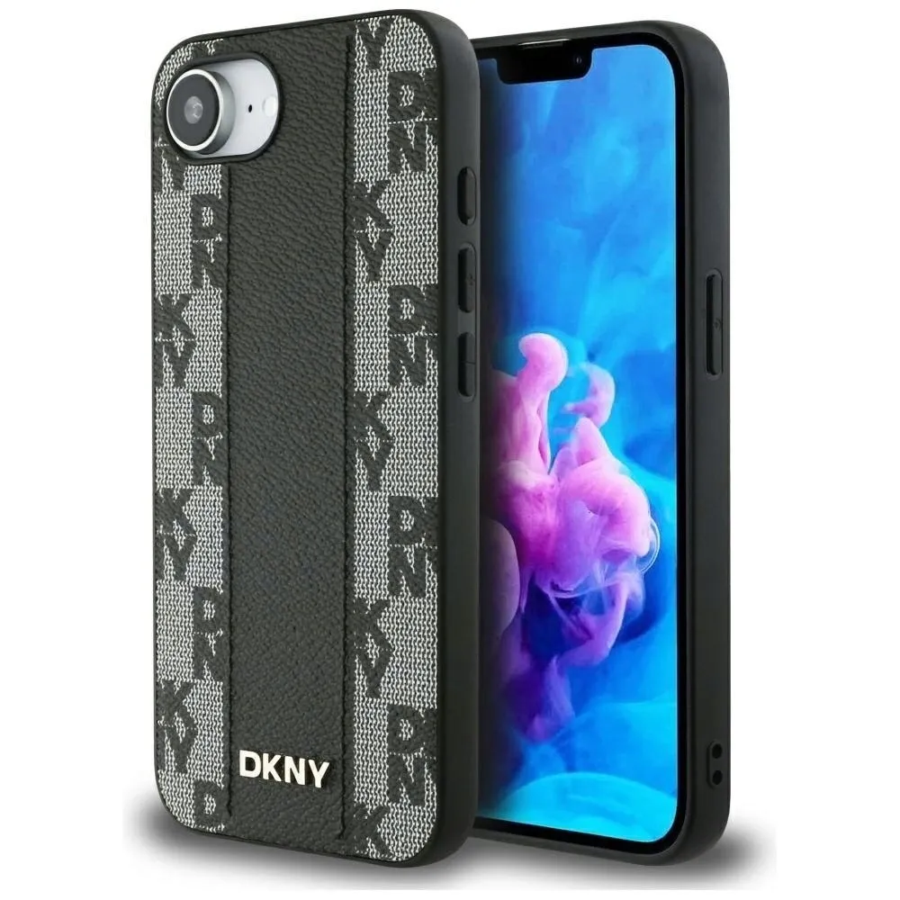 etui-dkny-leather-checkered-mono-pattern-magsafe-do-iphone-16e-czarny