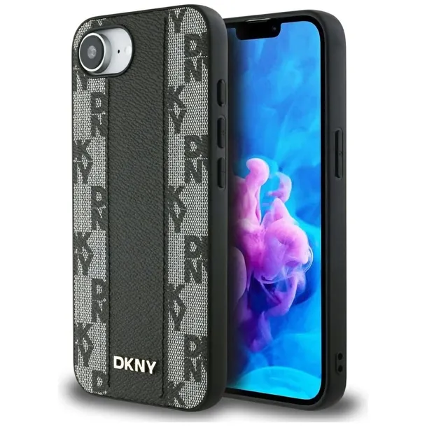 etui-dkny-leather-checkered-mono-pattern-magsafe-do-iphone-16e-czarny-kolekcja-leather-checkered-mono