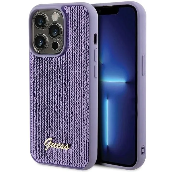 plecki-guess-do-apple-iphone-15-pro-sequin-script-metal-fioletowy-stan-nowy
