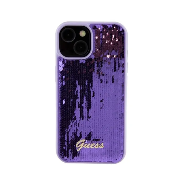 plecki-guess-do-apple-iphone-15-sequin-script-metal-fioletowy-zalaczone-wyposazenie-szklo-hartowane