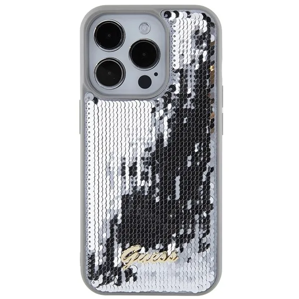 plecki-guess-do-apple-iphone-15-pro-max-sequin-script-metal-srebrny-stan-nowy