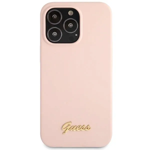 plecki-guess-do-apple-iphone-13-pro-max-silicone-script-rozowy-stan-nowy