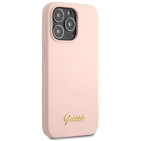 plecki-guess-do-apple-iphone-13-pro-max-silicone-script-rozowy-stan-nowy