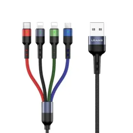 usams-kabel-pleciony-u26-4w1-3m-2a-fast-charge-2xlightning-microusb-usb-c