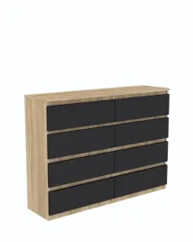 komoda-dab-sonoma-z-szufladami-140cm-8-szuflad-czarne-fronty-producent