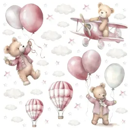 naklejki-scienne-dla-dzieci-balony-samoloty-misie-chmurki-gwiazdki-zestaw