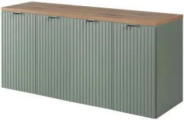 zielona-szafka-pod-umywalke-120-cm-blat-dab-ryflowane-fronty-4-drzwi-mdf