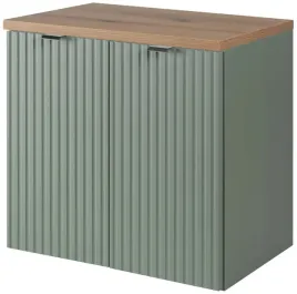 zielona-szafka-pod-umywalke-60-cm-blat-dab-ryflowane-fronty-2-drzwi-mdf
