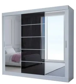 szafa-przesuwna-250-x-205-cm-3d2l-biala-lacobel-czarny-lustro-uchwyt