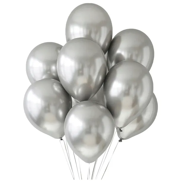 BALONY SREBRNE 25szt duże zestaw balonów do dekoracji girland urodziny