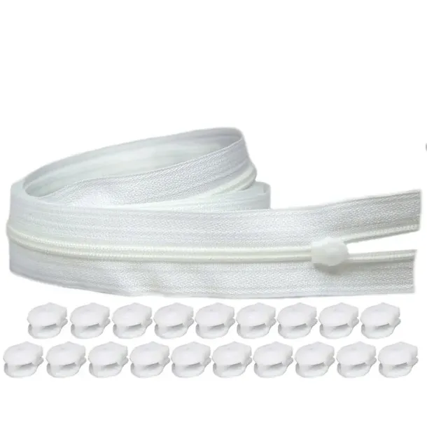 Taśma suwakowa 3mm spiralna BIAŁA +20 suwaków 10mb