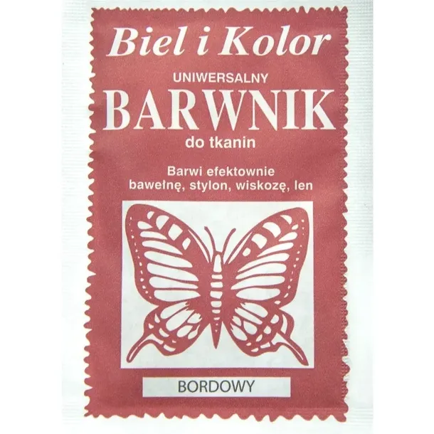 Barwnik do tkanin ubrań Biel i Kolor Bordowy do gotowania jasnych tkanin