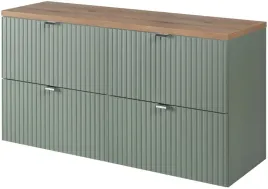 zielona-szafka-pod-umywalke-100-cm-blat-dab-ryflowane-fronty-4-szuflady-mdf