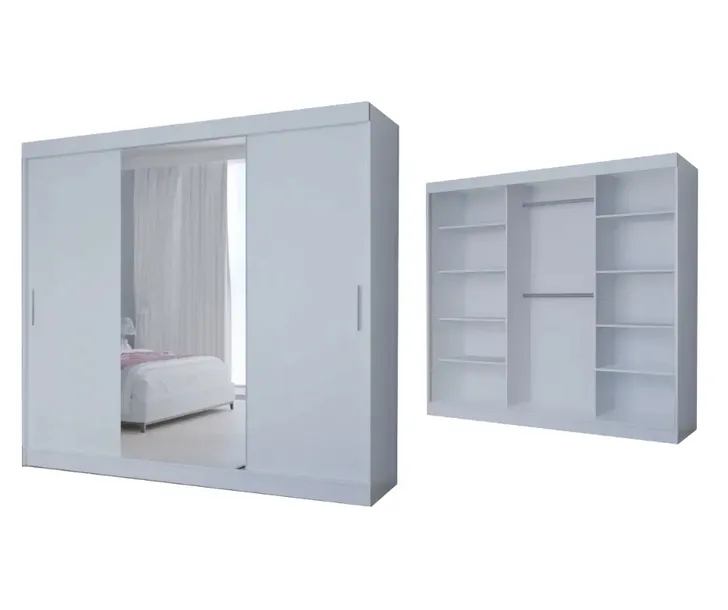 SZAFA PRZESUWNA 150 x 205 CM BIAŁA - 1 LUSTRO + UCHWYT - POLSKI PRODUCENT!