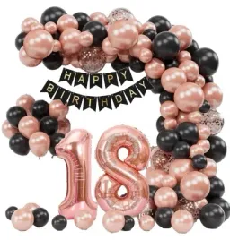 zestaw-balonow-girlanda-balonowa-rose-gold-czarny-osiemnastka-na-18urodziny