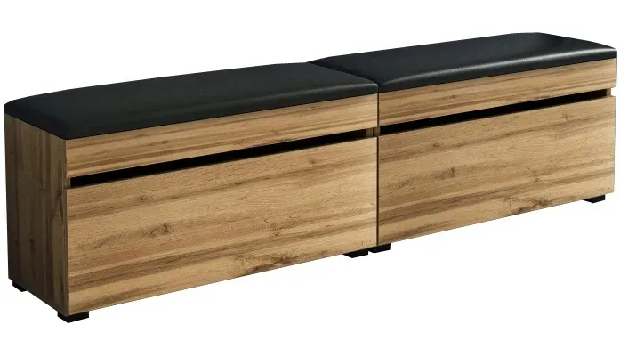 Szafka na Buty z Siedziskiem 160cm (2x80) 160 dąb wotan / biała / szara