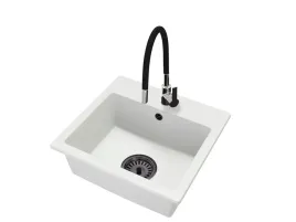 kuchenny-zlewozmywak-granitowy-bialy-bateria-flex-syfon-czarny
