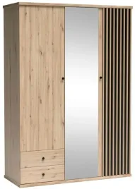 szafa-uchylna-trzydrzwiowa-lustro-lamele-dwie-szuflady-drazki-polki-150-cm