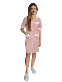 fartuch-roboczy-damski-krotki-rekaw-pomaranczowo-bialy-roz-xxl