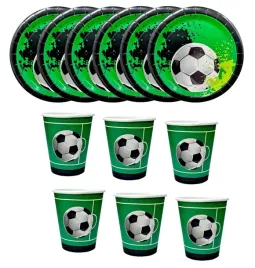 zestaw-talerzyki-kubki-pilka-nozna-football-zielone-na-urodziny-jednorazowe