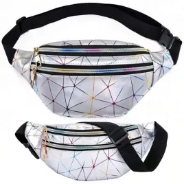 saszetka-damska-biodrowka-nerka-srebrna-z-paskiem