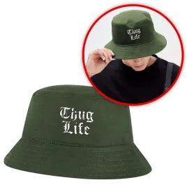 smieszny-kapelusz-rybacki-bucket-hat-zielony-oliwkowy-z-nadrukiem-thug-life