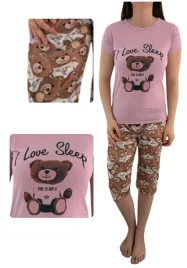 pizama-damska-spodnie-3-4-bawelniana-wesoly-mis-liliowa-xxl