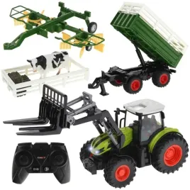 zdalnie-sterowany-traktor-maszyna-rolnicza-na-pilota-z-przyczepa-zgrabiarka