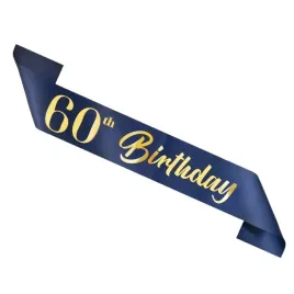 szarfa-urodzinowa-60th-birthday-granatowo-zlota-10x160cm-60-urodziny