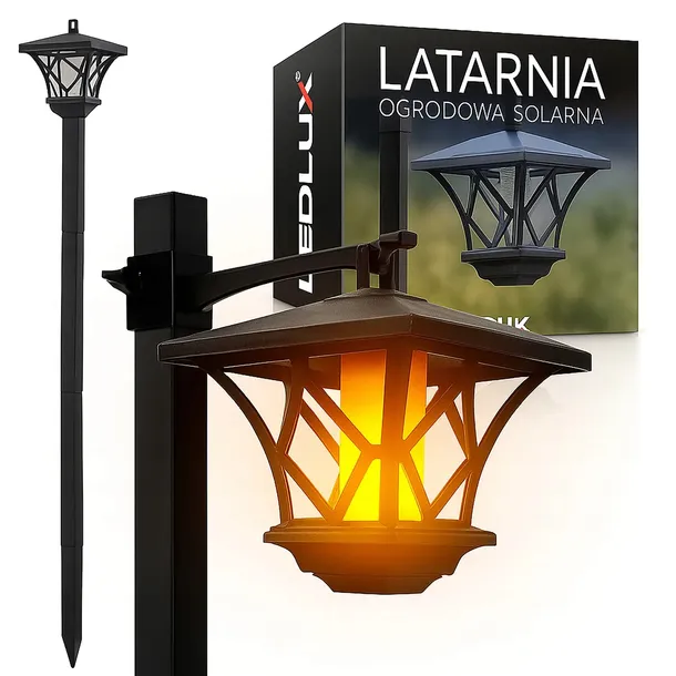 Lampa Solarna Ogrodowa LED Zewnętrzna 1,5m Latarnia Wbijana Słupek ogrodowy