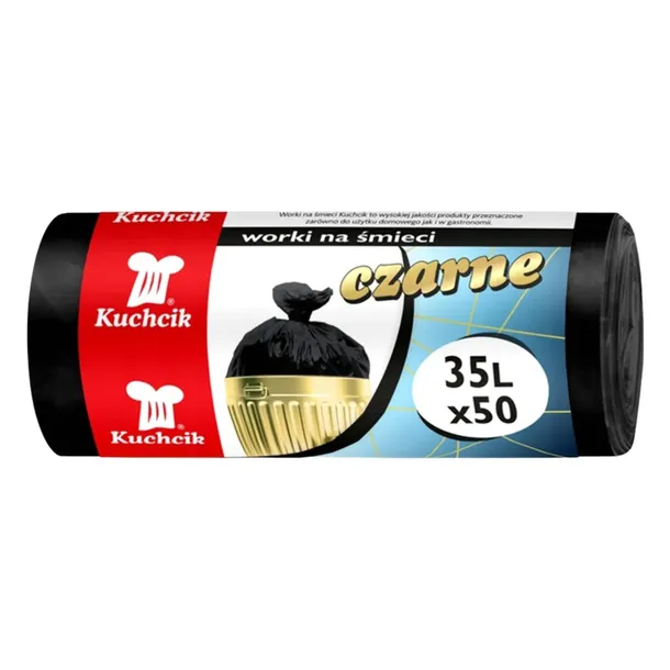 KUCHCIK CZARNE WORKI NA ŚMIECI 35 L DO MAŁEGO ŚMIETNICZKA KOSZA 50 szt